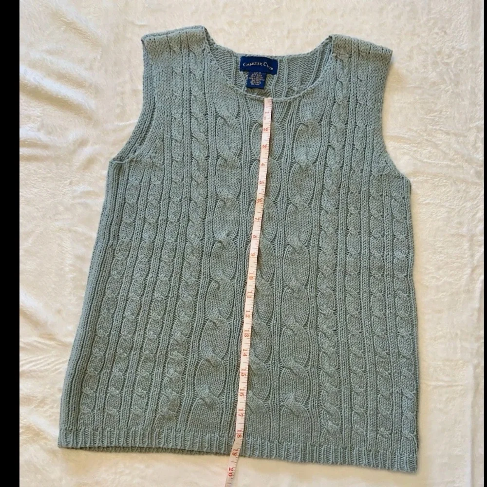 Charter Club Sage Green Cable Knit Sweater Vest Size Small. - Picture 6 of 7